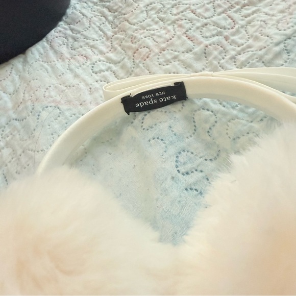Kate Spade Shoelace Bow Ivory Faux Fur Earmuffs - Picture 4 of 8
